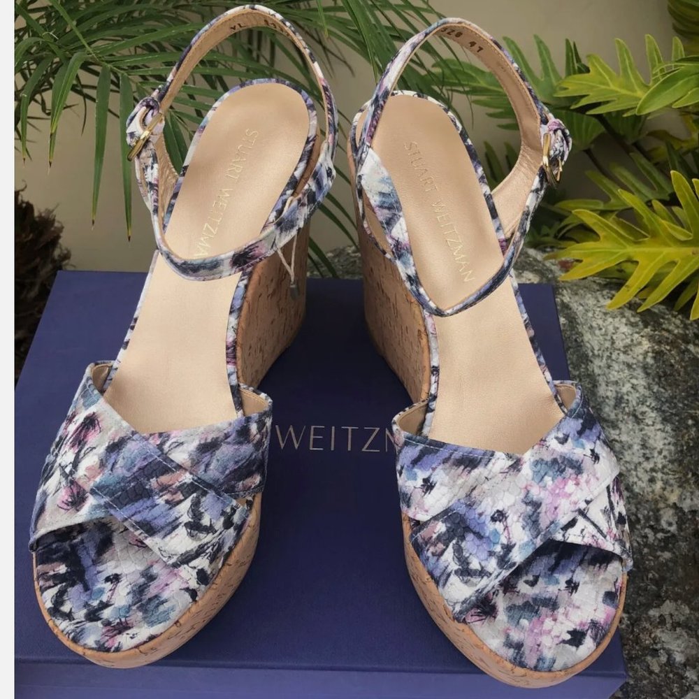 NWB! STUART WEITZMAN VL13328 SUNDRY Mauve Crayon Nappa Wedges US 10.5
